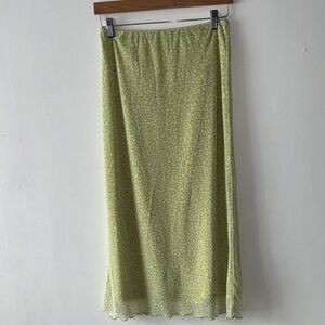 American Eagle Outfitters Light Lime Floral Maxi Skirt